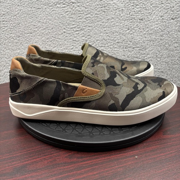 Olukai Lae'ahi Pa'i Shoes Mens 10.5 Camo Green Slip On Husk Ke Au Comfort Casual - Picture 4 of 10